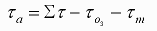 tau sub a equals sigma tau minus tau sub O3 - tau sub m