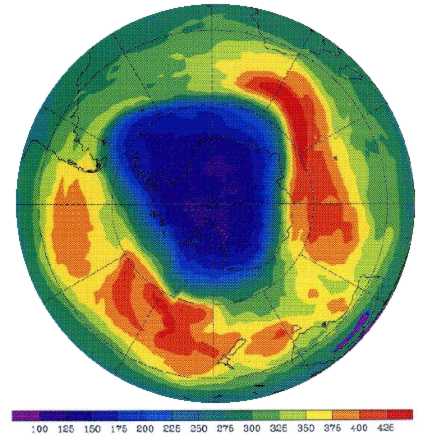 The south pole ozone hole